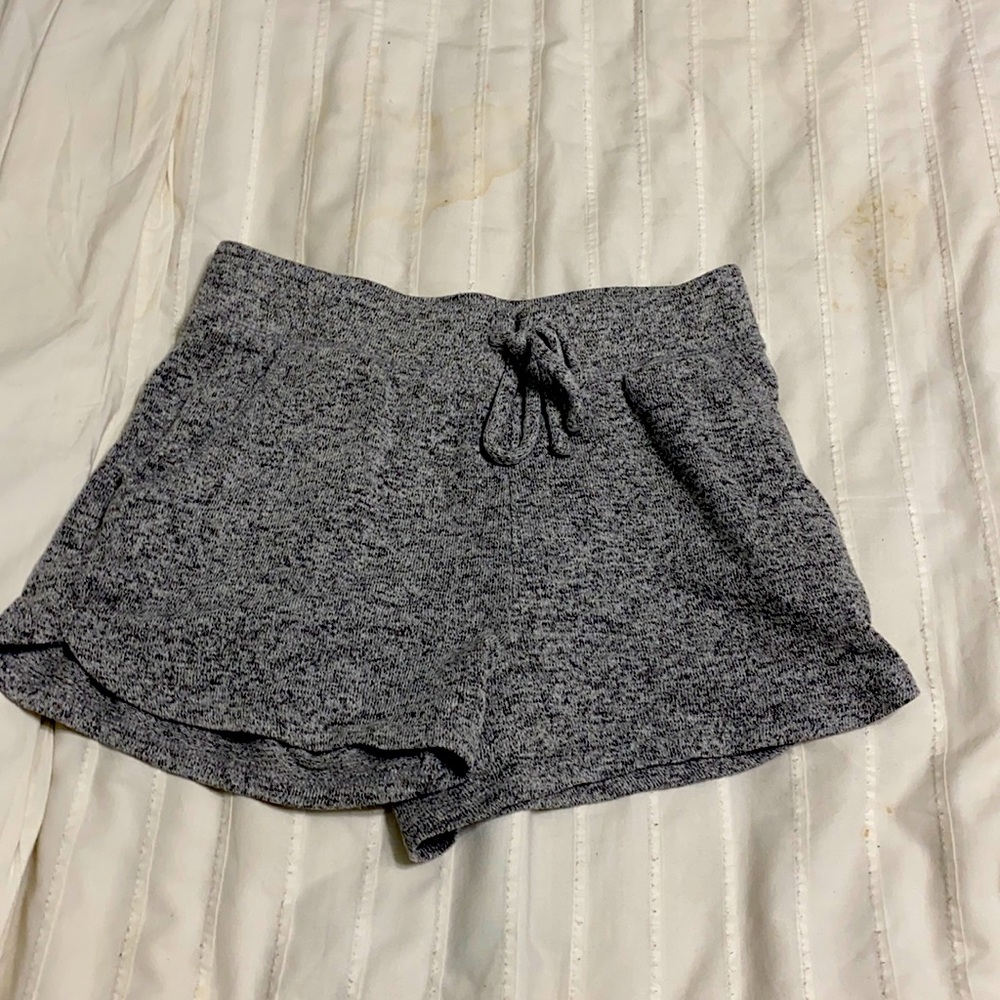 Gray sweatpants shorts.